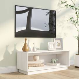 Comodă tv, alb, 90x35x35 cm, lemn masiv de pin, 4 image