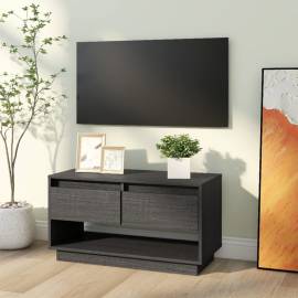 Comodă tv, gri, 74x34x40 cm, lemn masiv de pin, 4 image