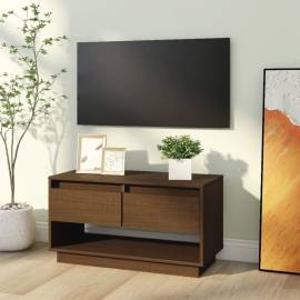 Comodă tv, maro miere, 74x34x40 cm, lemn masiv de pin, 4 image