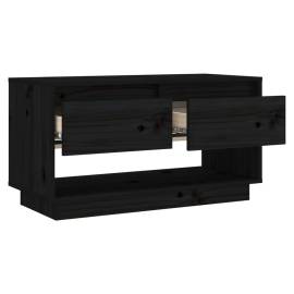 Comodă tv, negru, 74x34x40 cm, lemn masiv de pin, 7 image