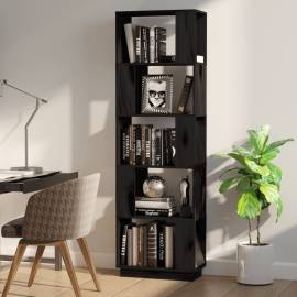 Bibliotecă/separator cameră negru 51x25x163,5 cm lemn masiv pin, 3 image
