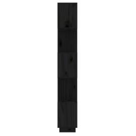 Bibliotecă/separator cameră negru 51x25x163,5 cm lemn masiv pin, 6 image