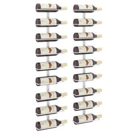 Suport sticle de vin, de perete, 9 sticle, 2 buc., alb, fier, 3 image