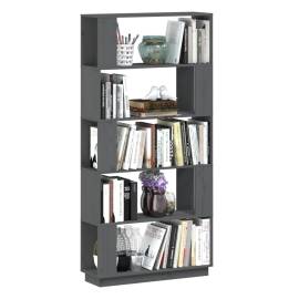 Bibliotecă/separator cameră, gri, 80x25x163,5 cm lemn masiv pin, 4 image