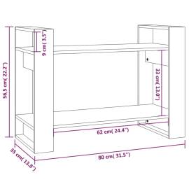 Bibliotecă/separator cameră, gri, 80x35x56,5 cm, lemn masiv pin, 8 image