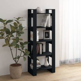 Bibliotecă/separator cameră, negru, 60x35x160 cm, lemn masiv, 4 image