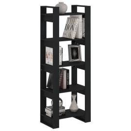 Bibliotecă/separator cameră, negru, 60x35x160 cm, lemn masiv, 3 image