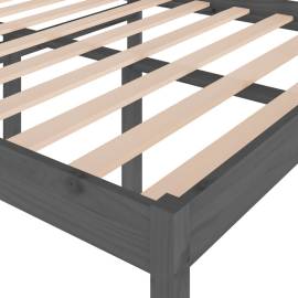 Cadru de pat, gri, 140x190 cm, lemn masiv de pin, 6 image