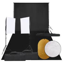 Kit studio foto cu set de lumini, fundal și reflector