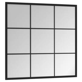 Oglindă de perete ,negru, 60x60 cm, metal, 3 image