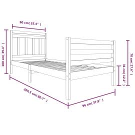 Cadru de pat, alb, 90x200 cm, lemn masiv, 7 image