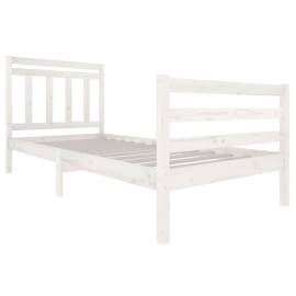 Cadru de pat, alb, 90x200 cm, lemn masiv, 3 image