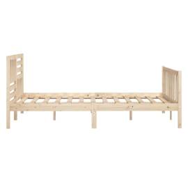 Cadru de pat, 140x190 cm, lemn masiv, 5 image