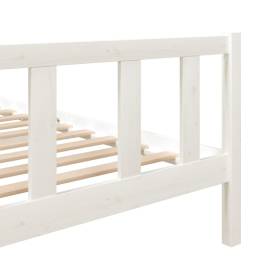 Cadru de pat dublu 4ft6, alb, 135x190 cm, lemn masiv, 7 image
