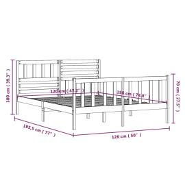 Cadru de pat small double 4ft, alb, 120x190 cm, lemn masiv, 9 image