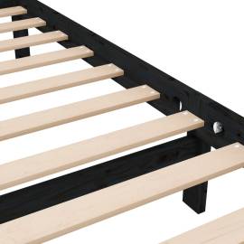 Cadru de pat small double 4ft, negru, 120x190 cm, lemn masiv, 6 image