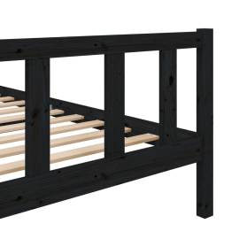 Cadru de pat small double 4ft, negru, 120x190 cm, lemn masiv, 7 image