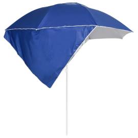 Umbrelă de plajă cu pereți laterali albastru 215 cm, 4 image