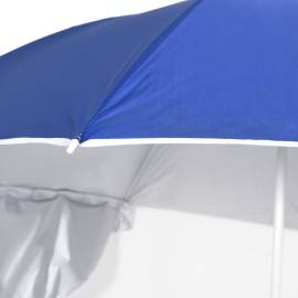 Umbrelă de plajă cu pereți laterali albastru 215 cm, 5 image