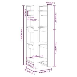 Bibliotecă/separator cameră, alb, 41x35x125 cm, lemn masiv pin, 8 image