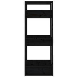 Bibliotecă/separator cameră, negru, 41x35x91 cm, lemn masiv pin, 7 image