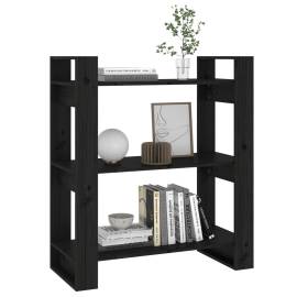 Bibliotecă/separator cameră, negru, 80x35x91 cm, lemn masiv pin, 4 image