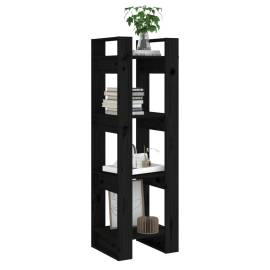 Bibliotecă/separator cameră negru 41x35x125 cm lemn masiv pin, 3 image