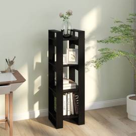 Bibliotecă/separator cameră negru 41x35x125 cm lemn masiv pin, 4 image