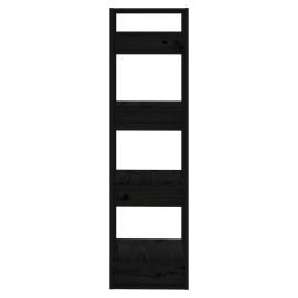 Bibliotecă/separator cameră negru 41x35x125 cm lemn masiv pin, 7 image