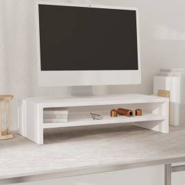 Stand pentru monitor, alb, 50x24x13 cm, lemn masiv de pin, 3 image