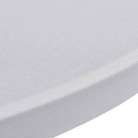 Husă de masă cu picior, Ø80 cm, alb, elastic, 4 buc., 5 image