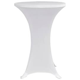 Husă de masă cu picior, Ø80 cm, alb, elastic, 4 buc., 4 image