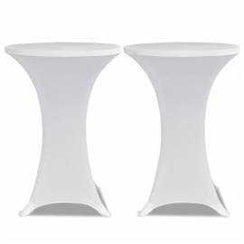 Husă de masă cu picior, Ø80 cm, alb, elastic, 4 buc., 3 image