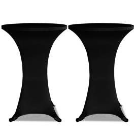 Husă de masă cu picior Ø60 cm, 2 buc., negru, elastic, 2 image