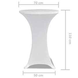 Husă de masă cu picior Ø70 cm, 2 buc., alb, elastic, 5 image