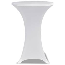 Husă de masă cu picior Ø70 cm, 2 buc., alb, elastic, 3 image