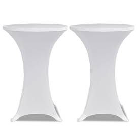 Husă de masă cu picior Ø70 cm, 4 buc., alb, elastic, 3 image