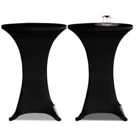 Husă de masă cu picior, 4 buc., negru, Ø80 cm, elastic, 2 image