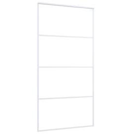 Ușă glisantă, alb, 102,5x205 cm, sticlă mată esg și aluminiu, 3 image