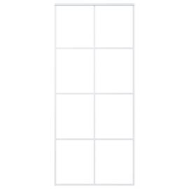 Ușă glisantă, alb, 90x205 cm, sticlă esg și aluminiu, 2 image