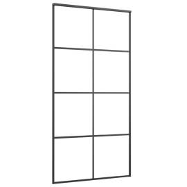Ușă glisantă, negru, 102,5x205 cm, sticlă mată esg și aluminiu, 3 image
