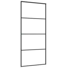 Ușă glisantă, negru, 90x205 cm, sticlă esg mată și aluminiu, 3 image
