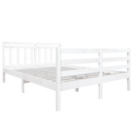 Cadru de pat, alb, 140x190 cm, lemn masiv, 3 image