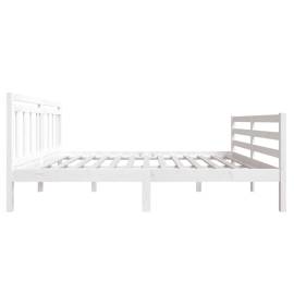 Cadru de pat, alb, 140x190 cm, lemn masiv, 5 image