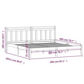 Cadru de pat, gri, 200x200 cm, lemn masiv de pin, 9 image