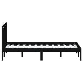 Cadru pat, negru, 140x190 cm, lemn masiv de pin, 5 image