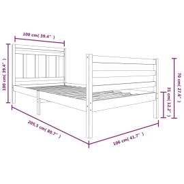 Cadru de pat, 100x200 cm, lemn masiv, 7 image