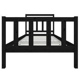 Cadru de pat, 100x200 cm, negru, lemn masiv, 4 image