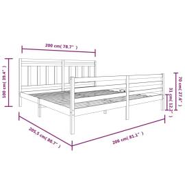 Cadru de pat, 200x200 cm, lemn masiv, 7 image