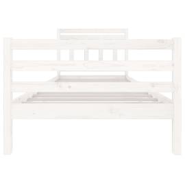 Cadru de pat, alb, 100x200 cm, lemn masiv, 4 image